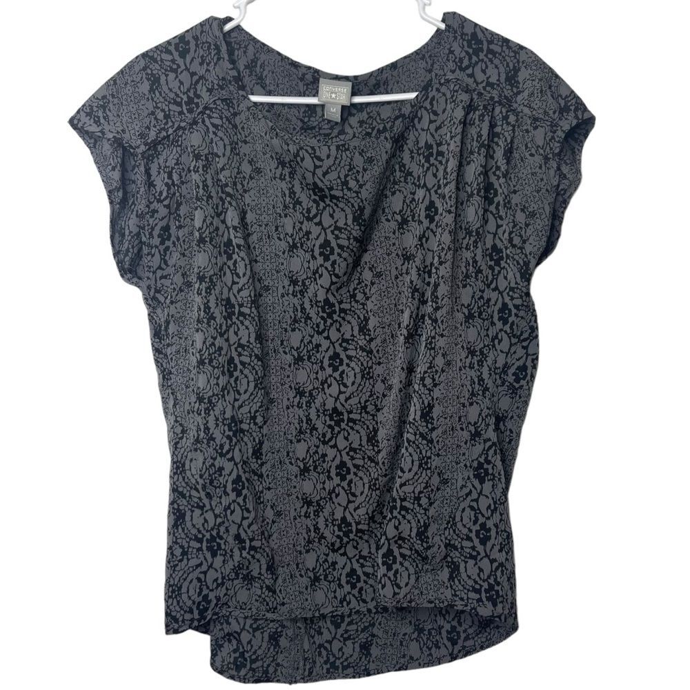 Converse Mauve Purple Snake Skin Print Blouse Top Size Medium